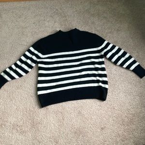 H&M fuzzy black and white striped shirt